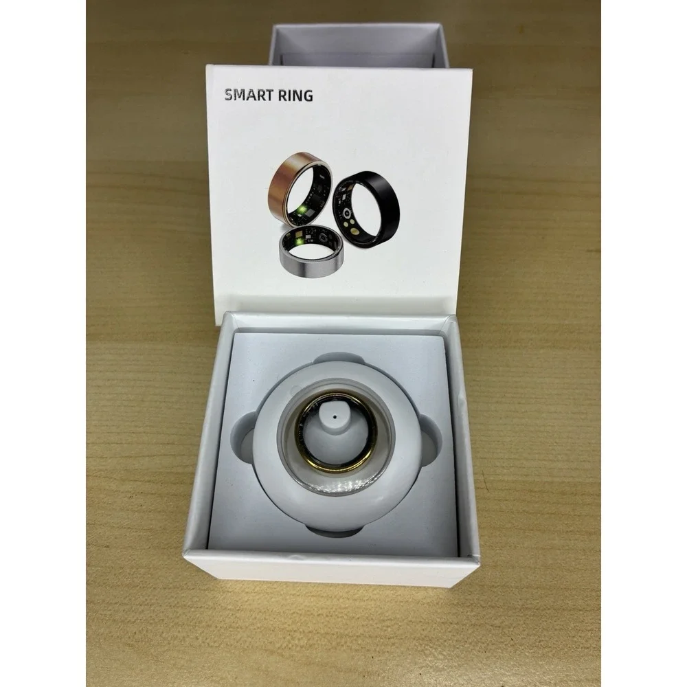 Gold Smart Ring with Steps, HR, Blood O2, Sleep, 5ATM Waterproof Size 8